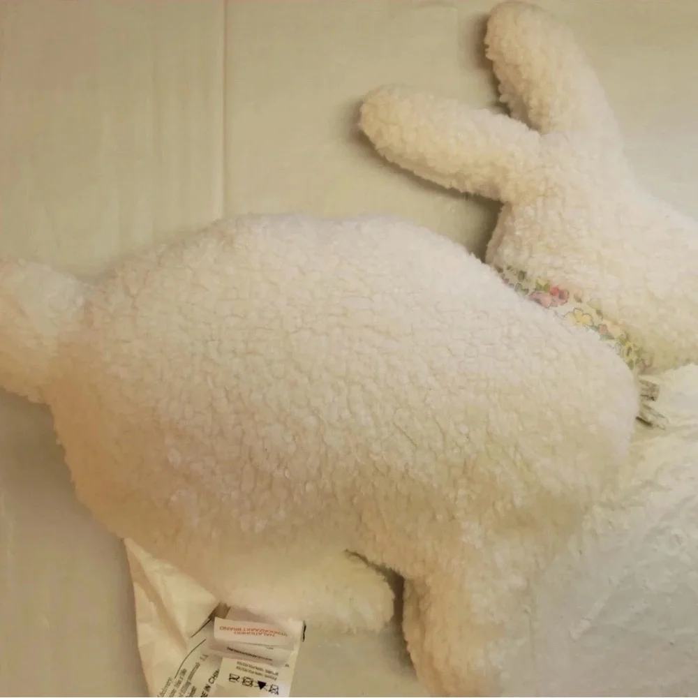 Cupcakes & Cashmere Easter Bunny Pillow Decorative White Sherpa 16x18 Boho